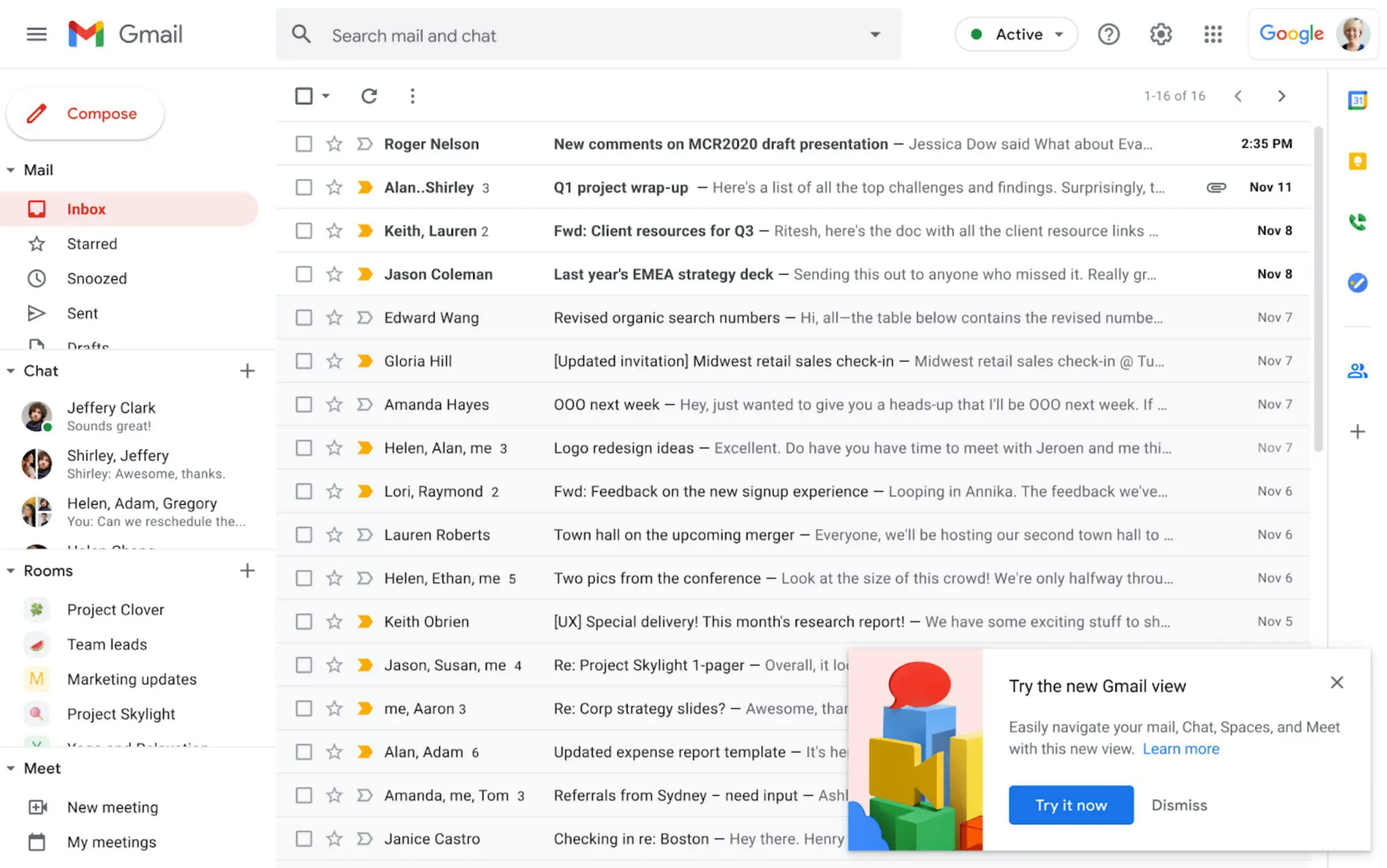 Google Gmail redesign Workspace