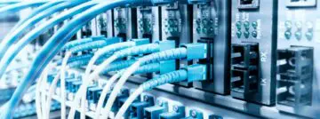 Fiber,Optic,Cables,Connected,To,Optic,Ports,And,Utp,,Network