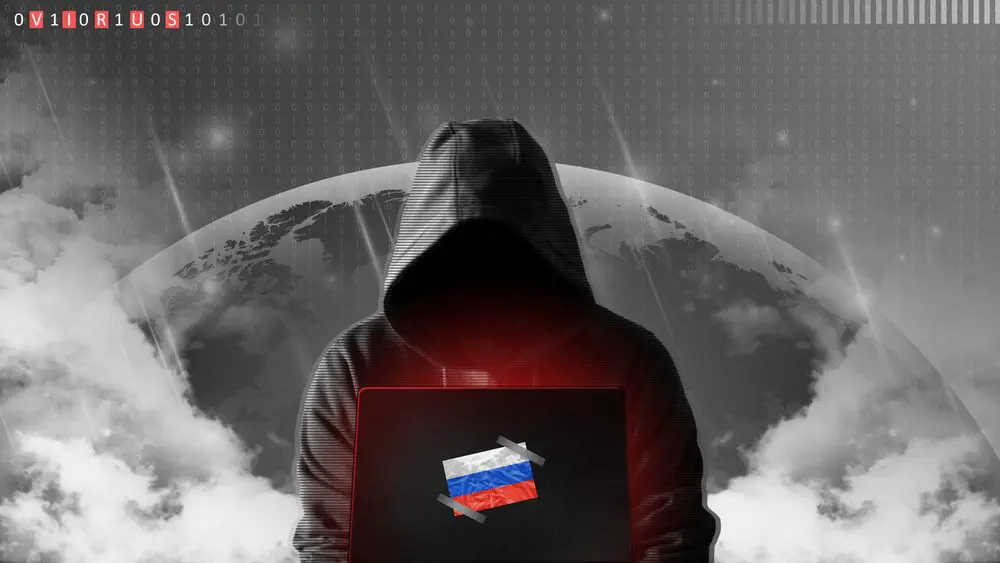 Cyber,Threat,From,Russia,,Russian,Hacker,At,The,Computer,,On