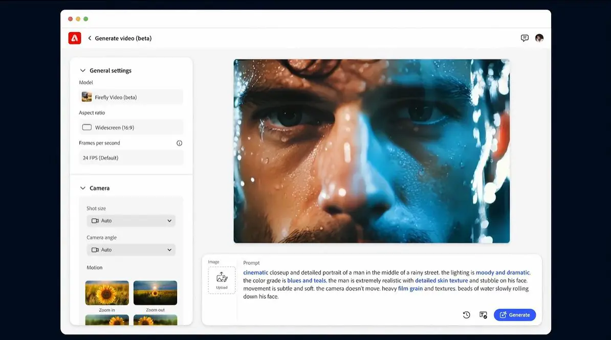 New Adobe Firefly AI video tool brings images to life