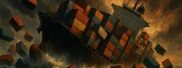 Containers of a Sinking Container Ship