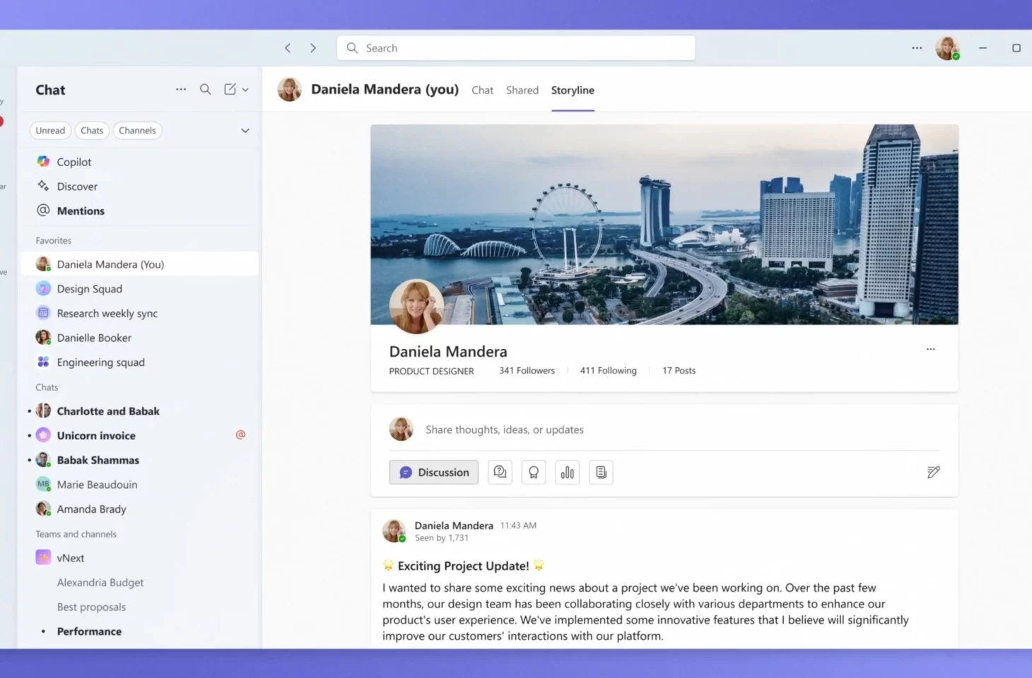 Microsoft Teams gets a Storyline feed and follow button